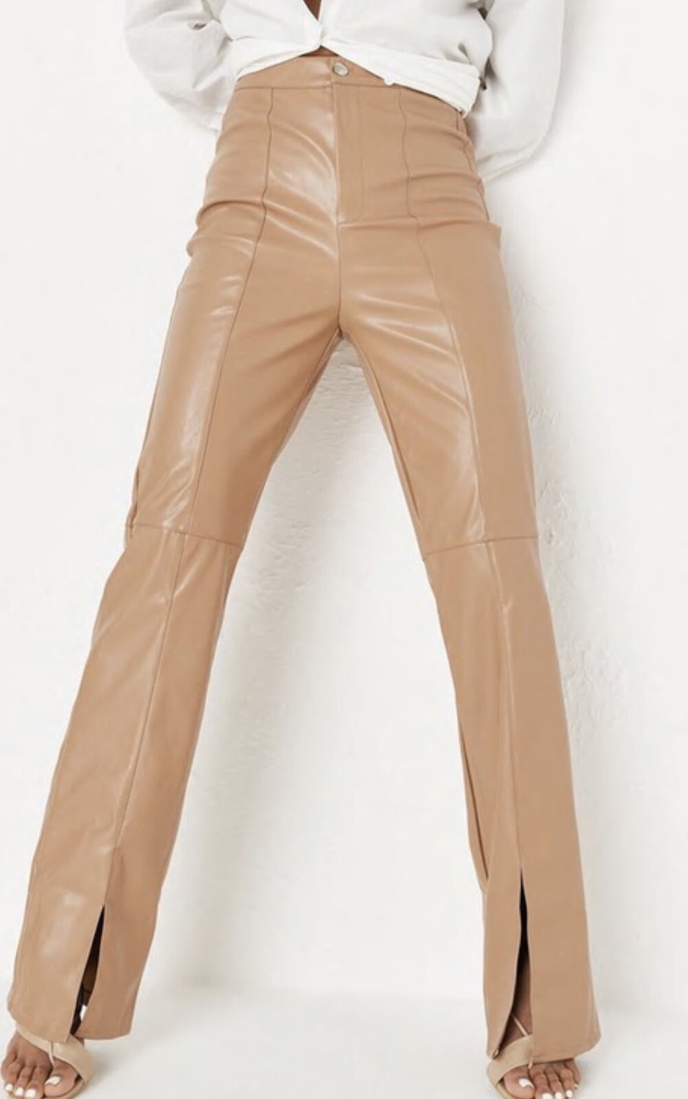 mocha faux leather pants