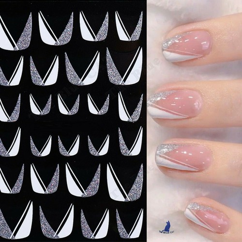 Selbstklebende Maniküre-Dekorationsaufkleber Bunte 3D-Pailletten French Tips < - Bild 2 von 20