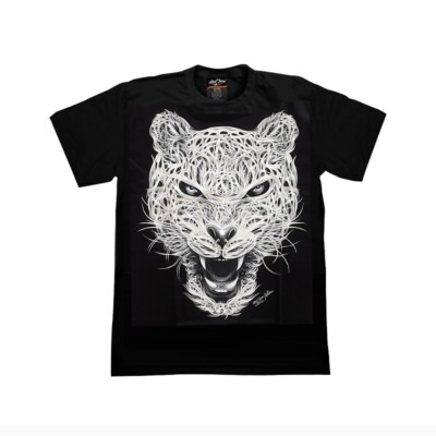 White Tiger T Shirt Glow In The Dark Cotton Black Graphic Tees Motorcycle Men