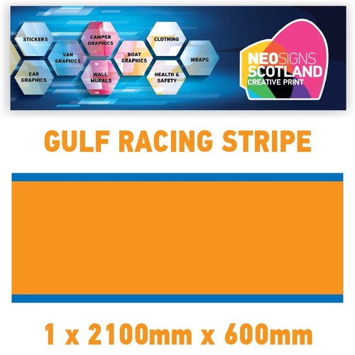GU2.1x1B Gulf Racing side stripes 2.1m (1x2100mm) Long laminated for Porsche - Picture 18 of 18