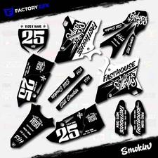 Black White Smokin Graphics Kit fits Yamaha Yz125 Yz250 15-21 Plates YZ 125 250