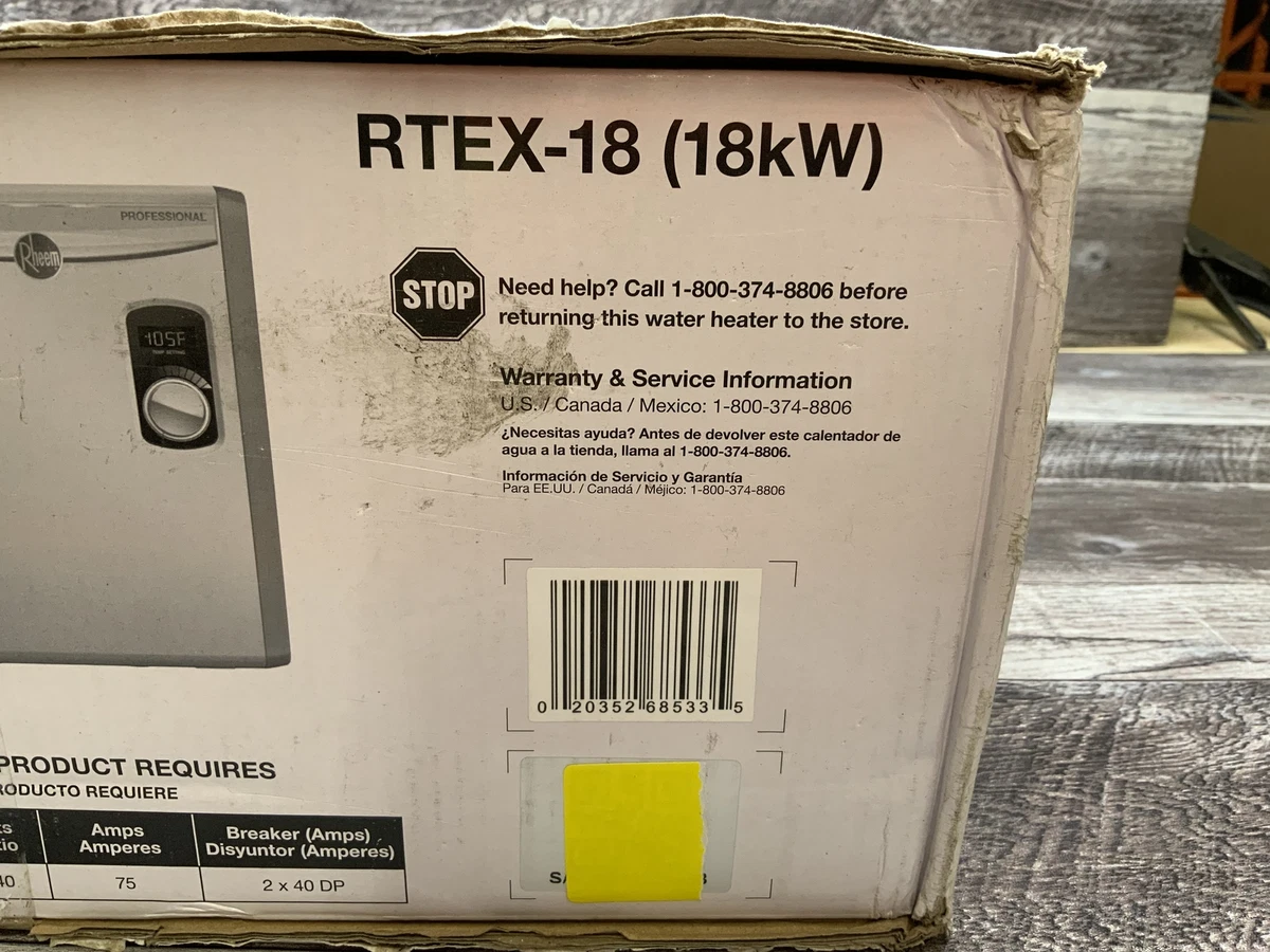 Rheem 18kW 240V Tankless Electric Water Heater (RTEX-18) 20352685335 | eBay