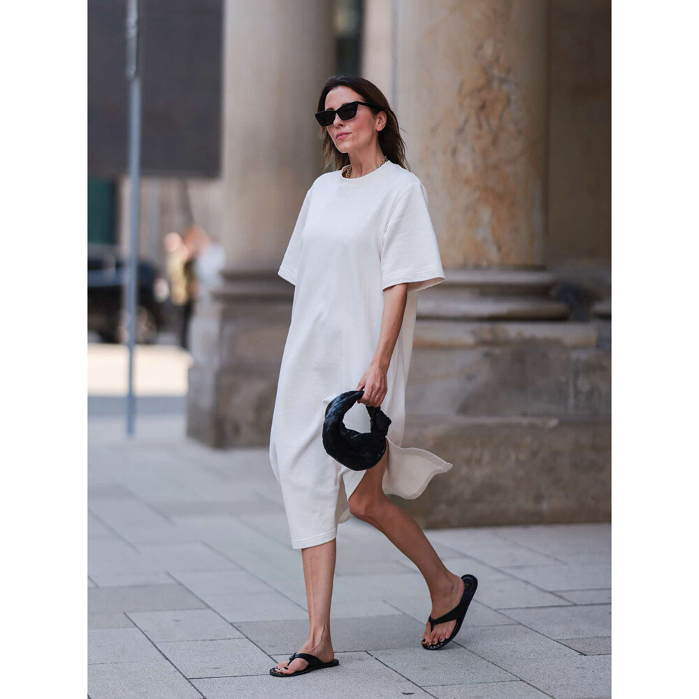 FILA T shirt donna THE ROW cotone sciolto primavera estate girocollo manica corta abito