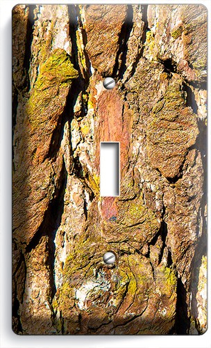RUSTIC WOOD CRACKED TREE BARK LIGHT SWITCH OUTLET WALL PLATES COUNTRY HOME DECOR - Picture 3 of 32