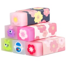 6 PCS Cute Plastic Rubber Erasers for School Office Pencils Art Painting