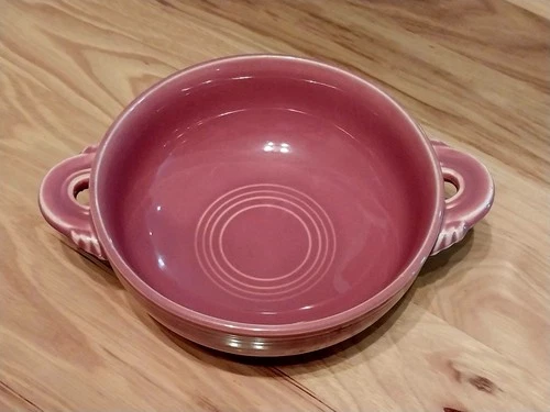 Vintage Fiestaware Footed Cream Soup Bowl w/ Handles Rose Fiesta - Made in USA