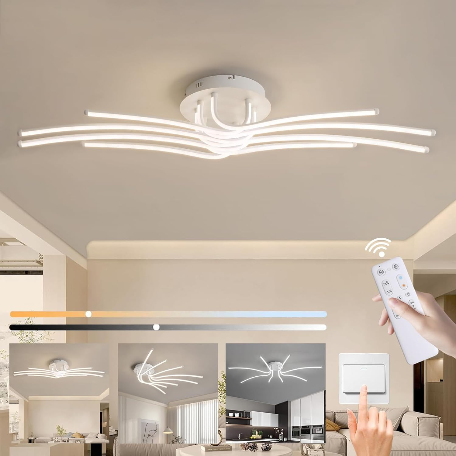 Lampada LED da Soffitto Moderna per Soggiorno - Alluminio e Telecomando