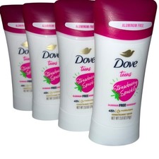 4x Dove Teens Strawberry Sparkle Deodorant 2.6oz Aluminum Free NEW Sealed