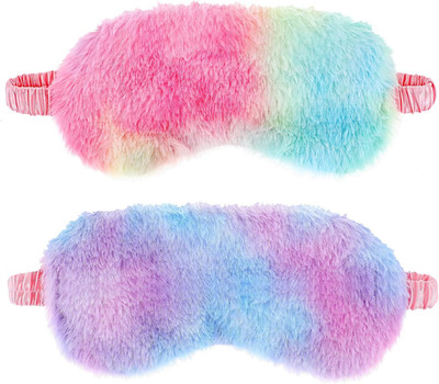2 Pack Plush Sleeping Eye Mask Soft Plush Eye Mask Fuffy Eye Cover Comfortable