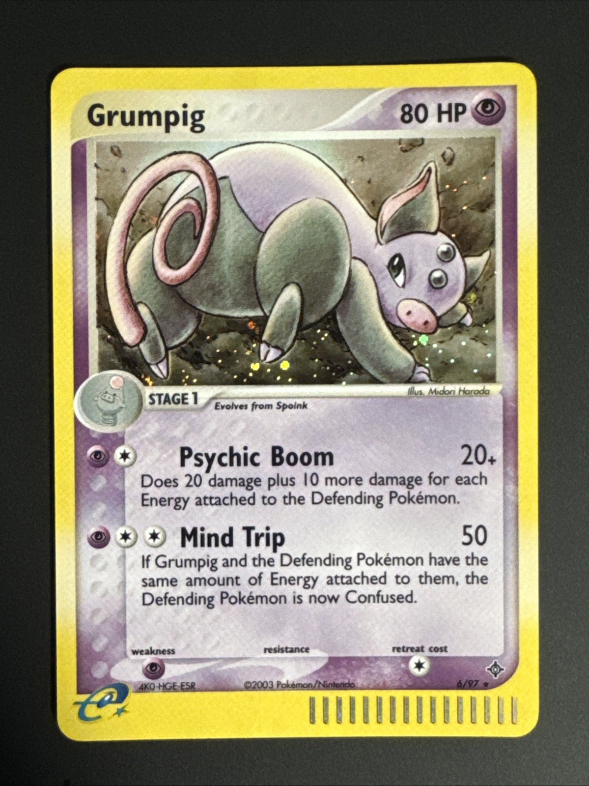 Pokémon TCG Grumpig EX Dragon Holo Card 6/97 Rare WOTC E Reader NM