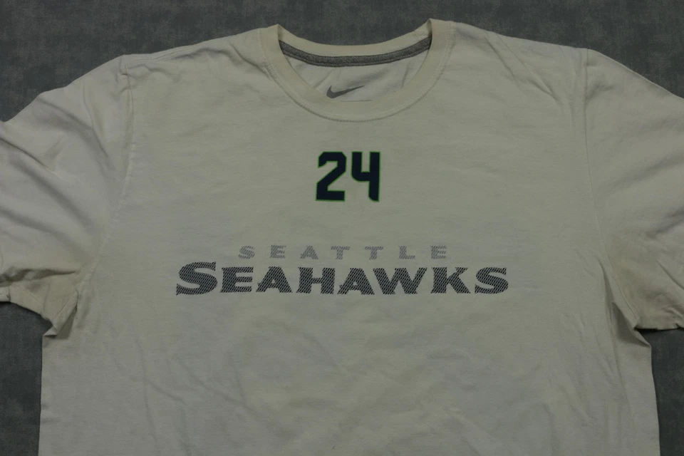 Camiseta Seattle Seahawks Para Hombres XL Blanca NFL Fútbol Marshawn Lynch 24 Camiseta Nike Foto 2 de 4