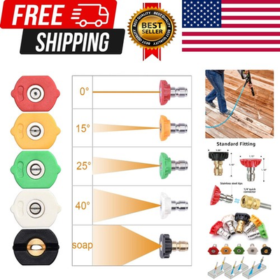 #ad Pressure Washer Tips Power Washer Soap Nozzle Tips Multiple Degrees 1 4 Quick... $14.39