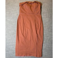 Sage & Paige Strapless Terracotta Midi Sheath Dress Back Zip Womens Size Large