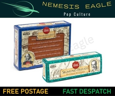KONVOLUT ZWEI HOLZPUZZLES FREUDIAN SLIP PUZZLE UND SHAKESPEARES SONETT PUZZLE