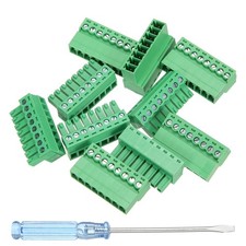 5 Set 8 Pin 3.81mm Pitch Pluggable PCB Screw Terminal Block, 300V 8A, Green