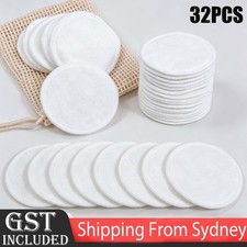 32PCS Makeup Remover Pad Wipes Cotton Skin Bamboo Soft Face Reusable 8CM
