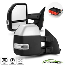 Chrome Towing Mirrors For 08-16 Ford F250/F350/F450 Power Heated+LED Signal Lamp