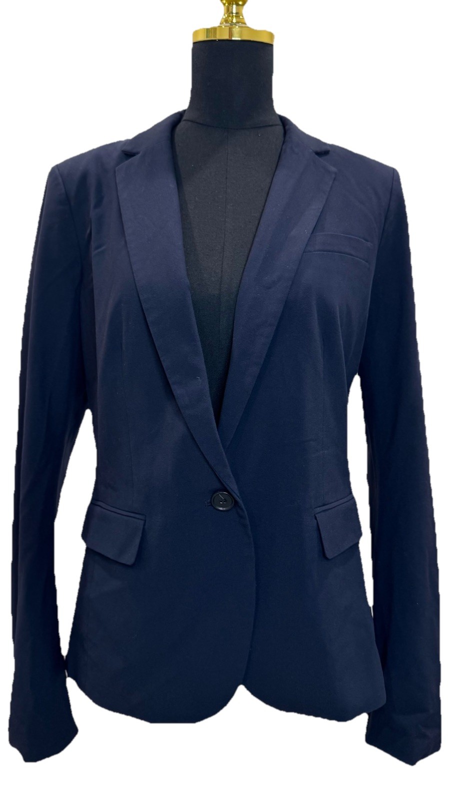 Ann Taylor Navy Blazer Womens 8T Tall Stretch One Button Career Jacket