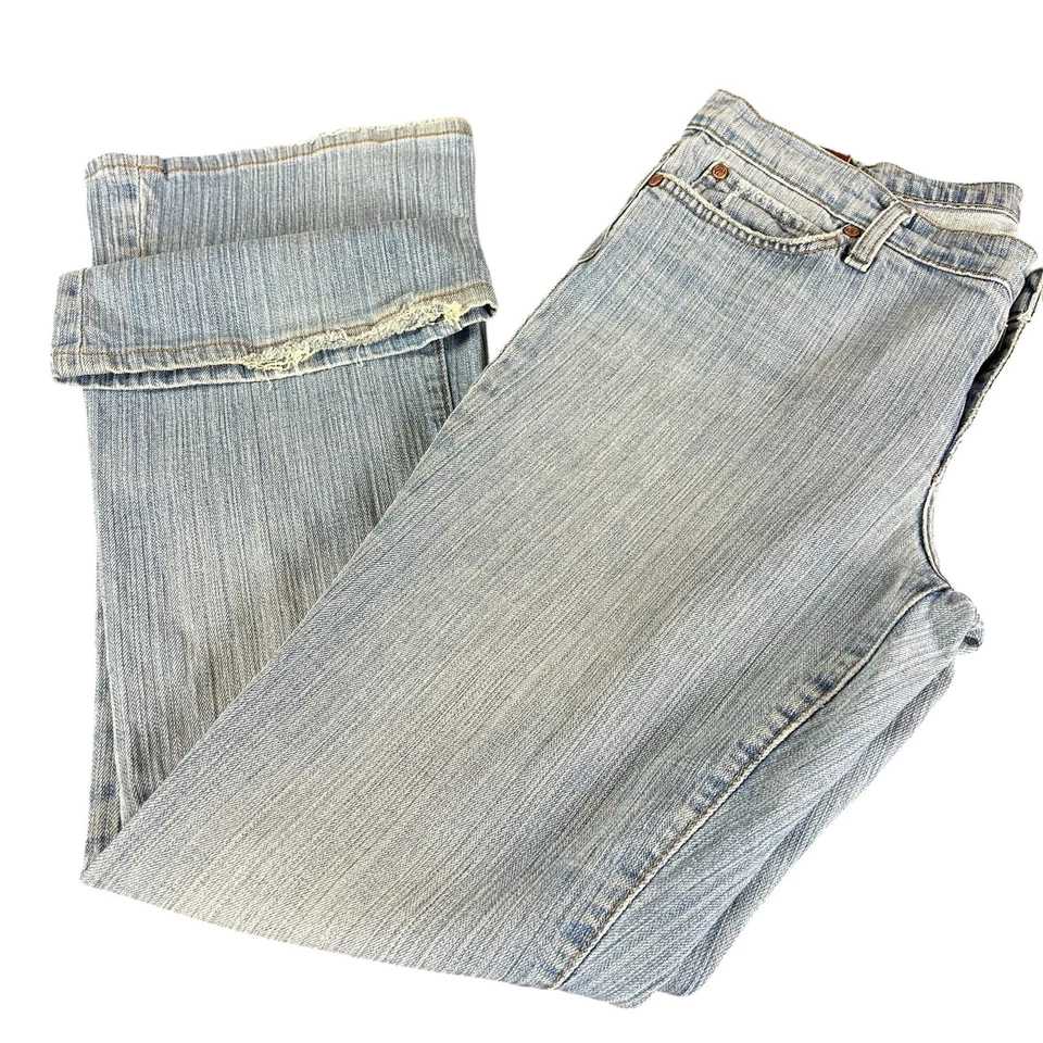 Blue 2 Jeans Women Sze 32 Light Blue Distress Stone Wash Bootcut Low Rise Denim  - Image 3 of 4