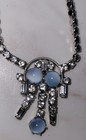 Vintage Leo Glass Art Deco Rhinestone Necklace Earrings Blue Moonglow Stone Set — photo 5