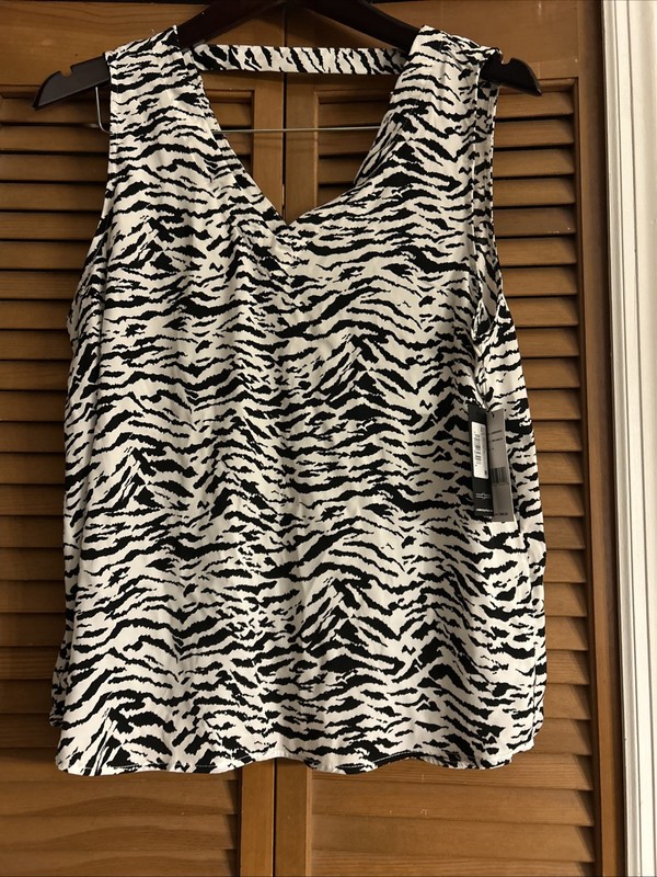 Liverpool Los Angeles Womens Tank Top Medium Zebra Print Blouse Core NWT $68