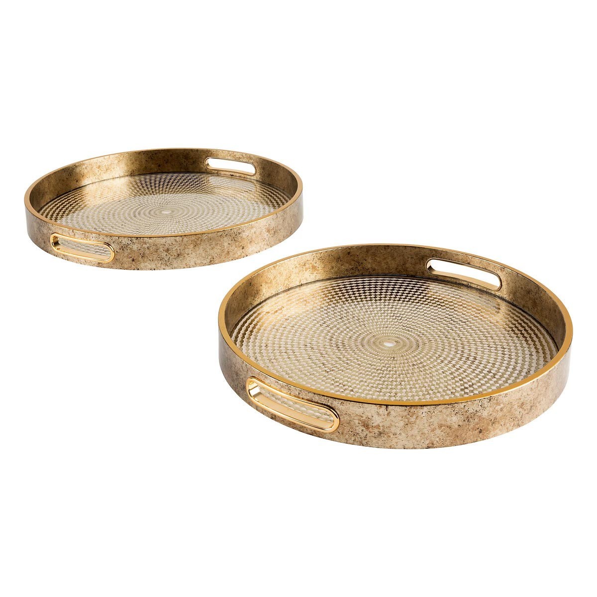 Plateaux déco Elya or lot de 2 de 35cm pour salon et table