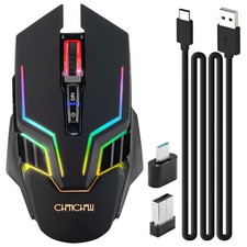 Wireless Gaming for PC, RGB Backlit, 12 Light Modes, 2.4G Receiver/USB-C, Up ...