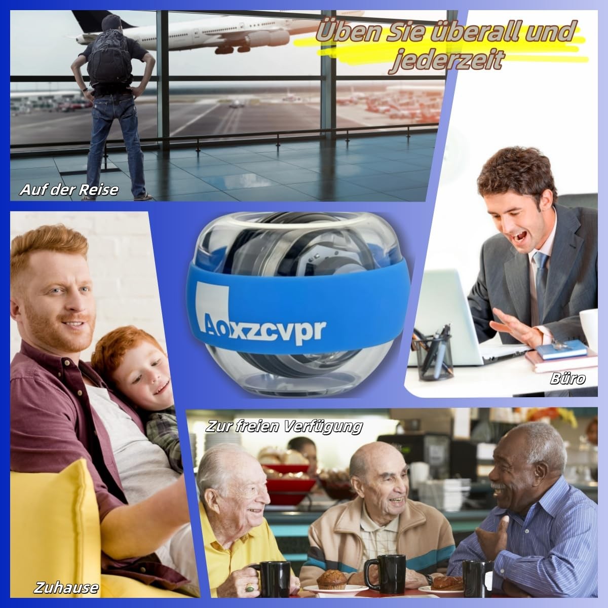 Gyro Power Torque Ball Wrist Exerciser - Auto Start Spinner with LED - Streng...