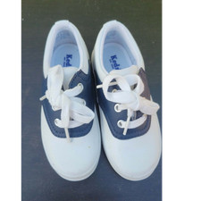Keds Unisex Baby/Toddler White/Blue Canvas Lace-Up Sneakers US 8.5 EU 25