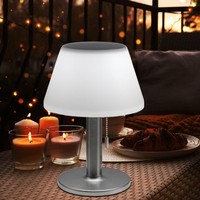 Solar Tischleuchte Tischlampe AußEn Balkonlampe Silber Akku Dimmer Led H 28 Cm