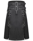 Devil Fashion Mens Dark Gothic Punk Chains Faux Leather Split Kilt Skirt Black