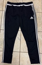 Adidas Womens Pants Track Climacool Black 3 Stripe Pull On Track Sweat Pants XL