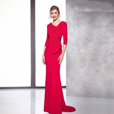 Pink Mother of the Bride Dresses V Neck 3/4 Sleeves Wedding Party Gowns Applique