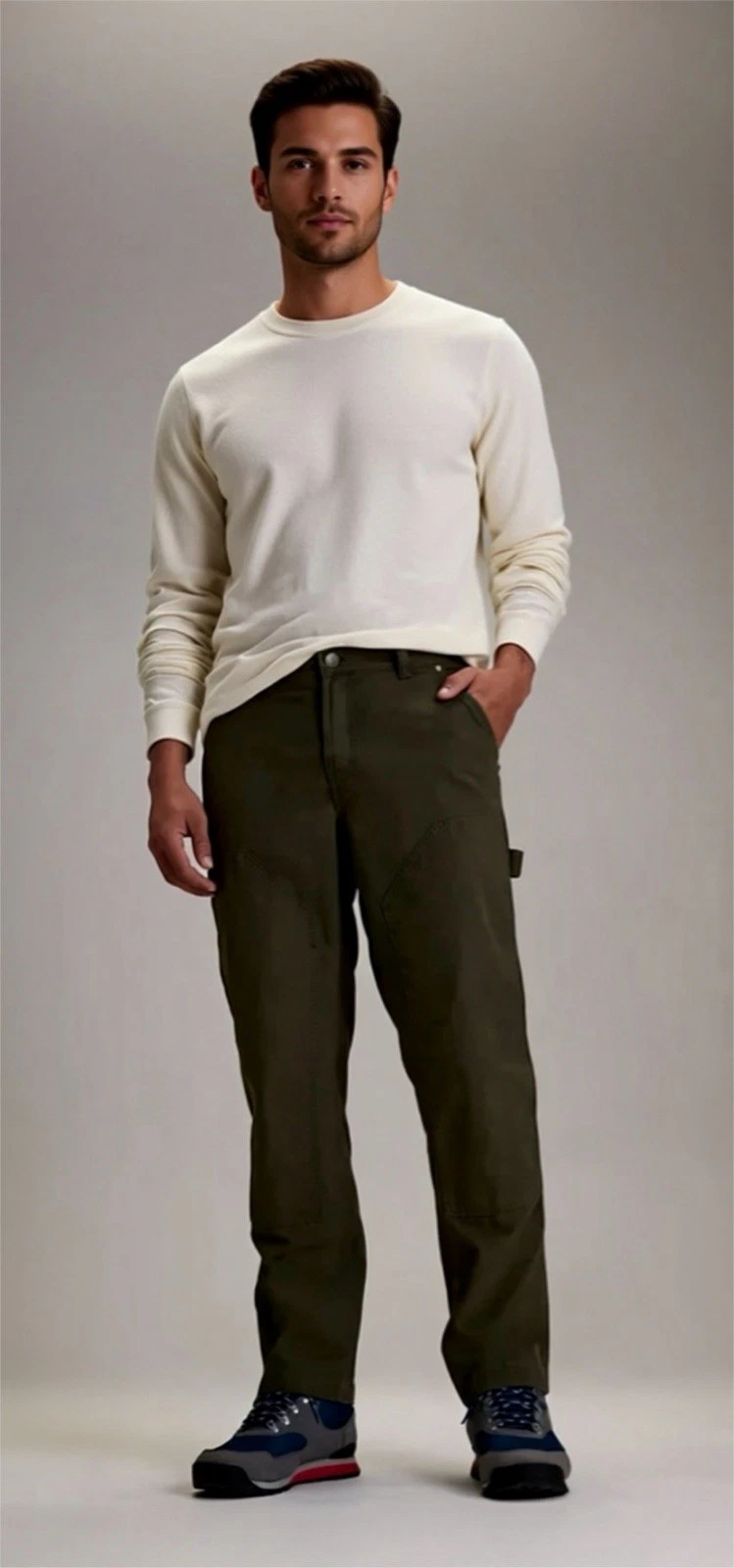 Alpine Design Mens Utility Distressed Pants Vintage Olive Relaxed Fit 40x30