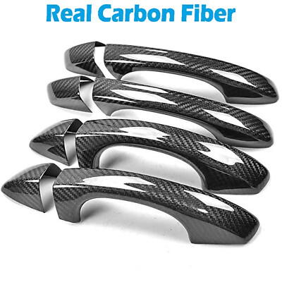 Gloss Dry Real Carbon Fiber Exterior Door Handle Cover Fits 15-21 Golf 7 GTI R