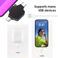 3in1 OTG adapter for Iphone for ipad/android Micro/USB C/Type-C/ convert/WHITE