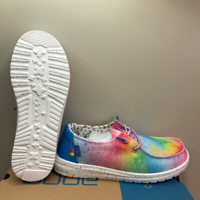 Hey Dude Wendy Dreamer Magic Rainbow Unicorn Tie Dye Shoes Youth Womens  Size