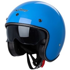Motorrad Jet Helm Cafe Racer ECE 22-06 Sonnenblende Scooter Blau