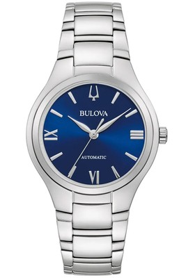 BULOVA Damenuhr Automatik Sutton Stahl/Blau 96L319