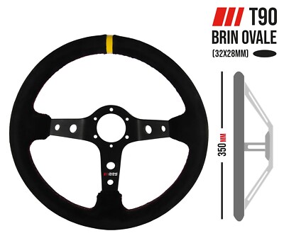 Steering Wheel, Black, Suede, 90mm Dish, Sport Steering Wheel, Rally, Racing 