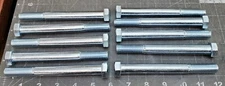 (QTY 10) 9/16"-12 x 5 1/2" Zinc Plated Steel Coarse Thread Hex Cap Screws [C3S5 