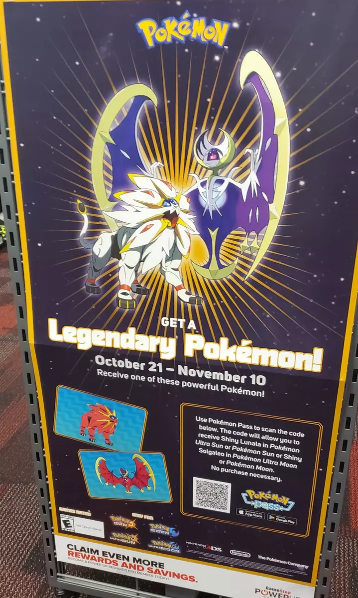 Get Shiny Solgaleo or Shiny Lunala! Visit GameStop starting October 21 to  receive these awesome Legendary Pokémon in your Pokémon Ultra Sun, Pokémon  Ultra Moon. Pokémon Sun, or Pokémon Moon game! 