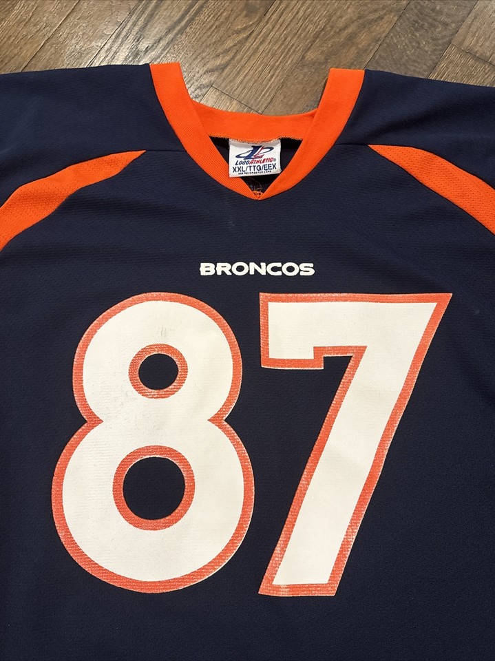 Denver Broncos Jersey Ed McCaffrey 2XL Logo Athletic Navy Blue Vintage