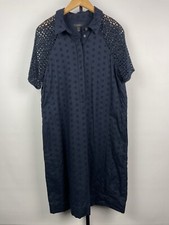 J. Crew Navy Blue Eyelet Short Sleeve Pockets Pop Over Shirt Dress Size 6