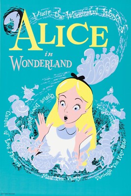 1951 Disney Alice In Wonderland Movie Poster 11X17 Mad Hatter Tea Party ...