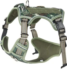 Large Tactical Dog Harness Reflective Dog MOLLE Vest, Easy Control Service Vest
