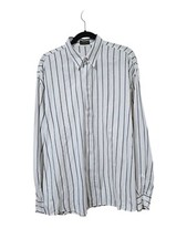 Vintage Istante Versace Mens Button Up Shirt IT 52 White Black Geometric Stripe