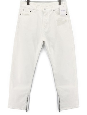 Off-White 90s Logo Herren Jeans W33 Gerade Baumwolle Stretch Skate Raw Weiß 667