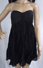 Express Silk Cocktail Dress Size 4 Solid Black Strapless Sheer Zebra Striped 