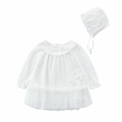 Aurora Royal Baby Mädchen cremeweiß Spitzenkleid und Mütze Alter 3-6, 6-9 & 9-12 Monate